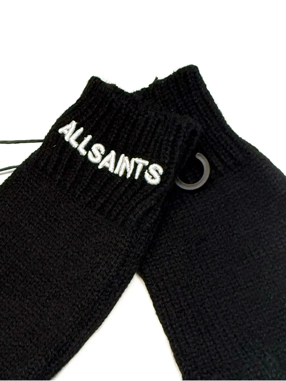 All Saints Black Knit Logo Gloves NWT